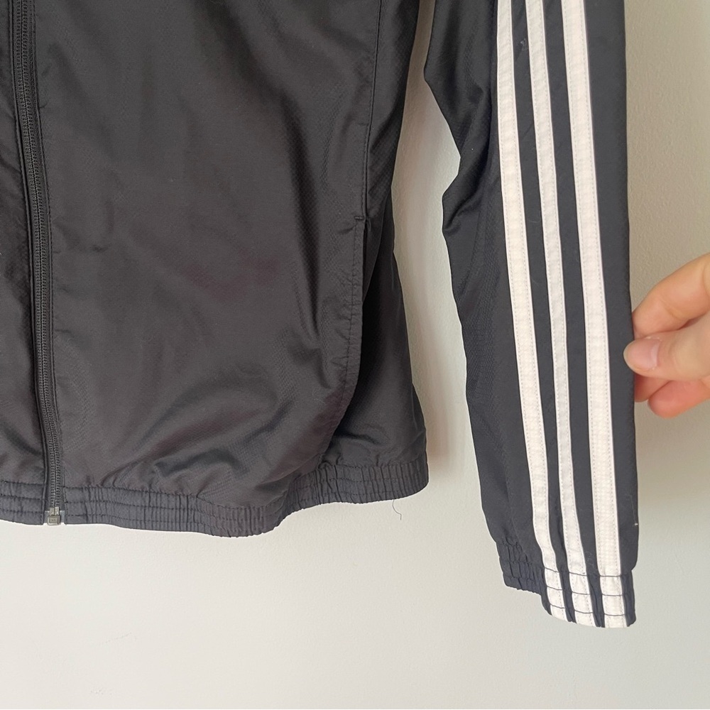 Adidas Black White Full Zip Training Windbreaker Jacket Size Medium Unisex - Picture 3 of 7